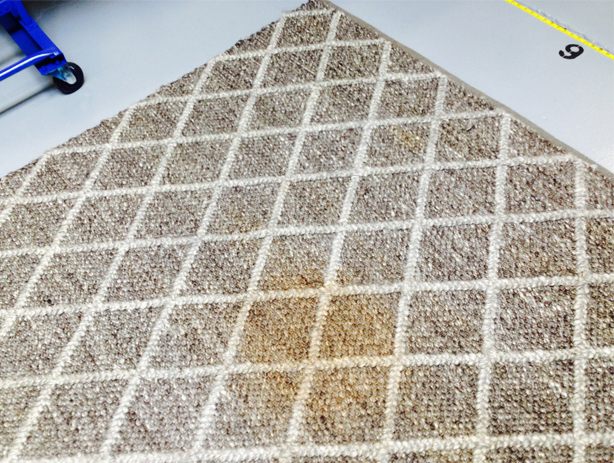 Rug with coffee stain before treatment